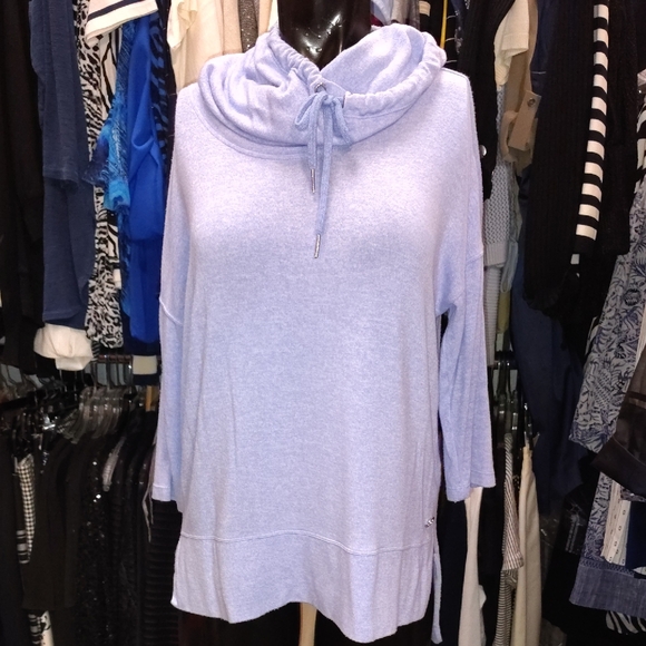 Ellen Tracy Light Blue Cowl Neck Blouse - Picture 1 of 7